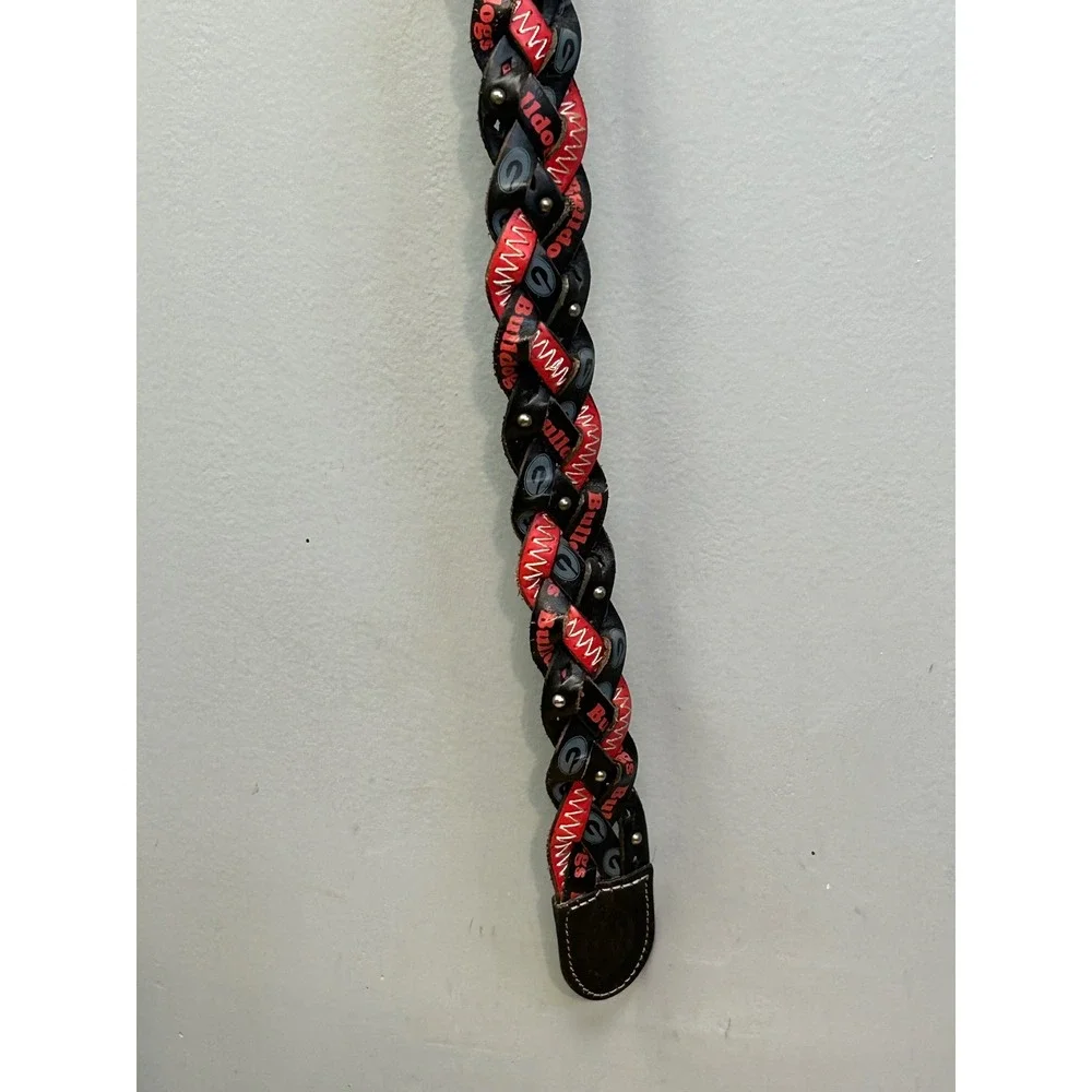 Fossil‎ Belt Mens Large Red Black Georgia Bulldogs Dawgs Braided Leather